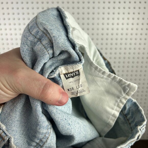 Levi's 550 Vintage Blue Jeans Light Wash Sz 36x30 Distressed Worn Work USA Made - Picture 7 of 8